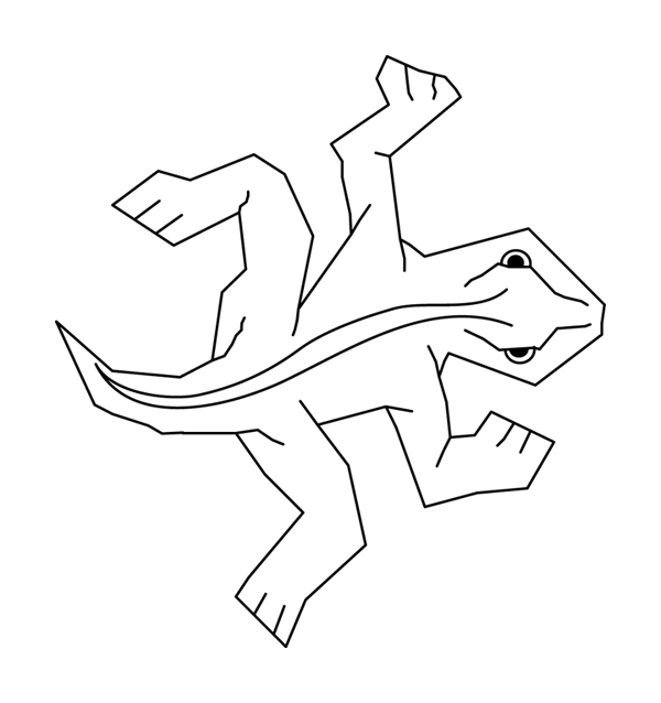 Simple black-on-white line art of Escher's famous lizard tesselation, from my own vector redrawing.
