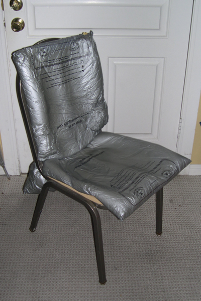 Right front oblique view of the prototype custom-contour chair.